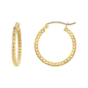 Diamond Cut Bead Hoop Earrings