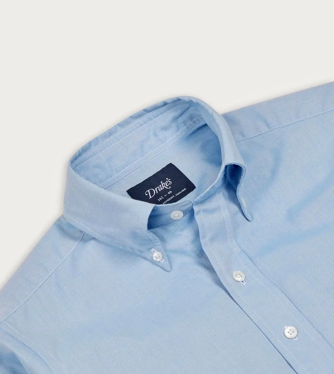 Drake's Blue Pinpoint Oxford Cotton Cloth Button-Down Shirt