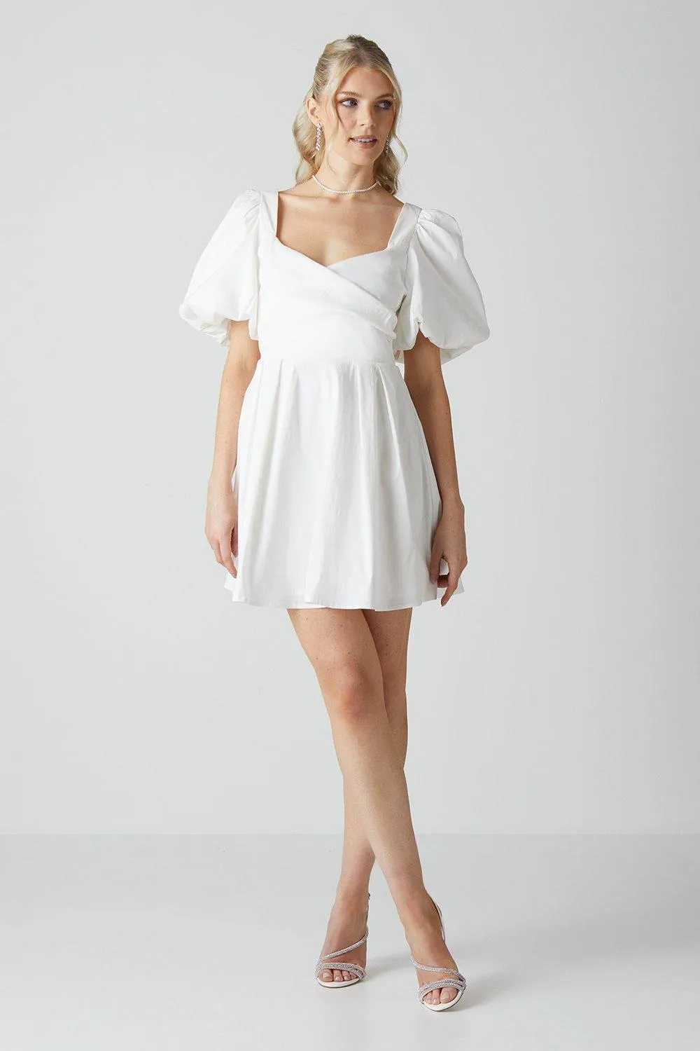 Dresses | Puff Sleeve Full Skirted Mini Dress With Tie Back | Coast