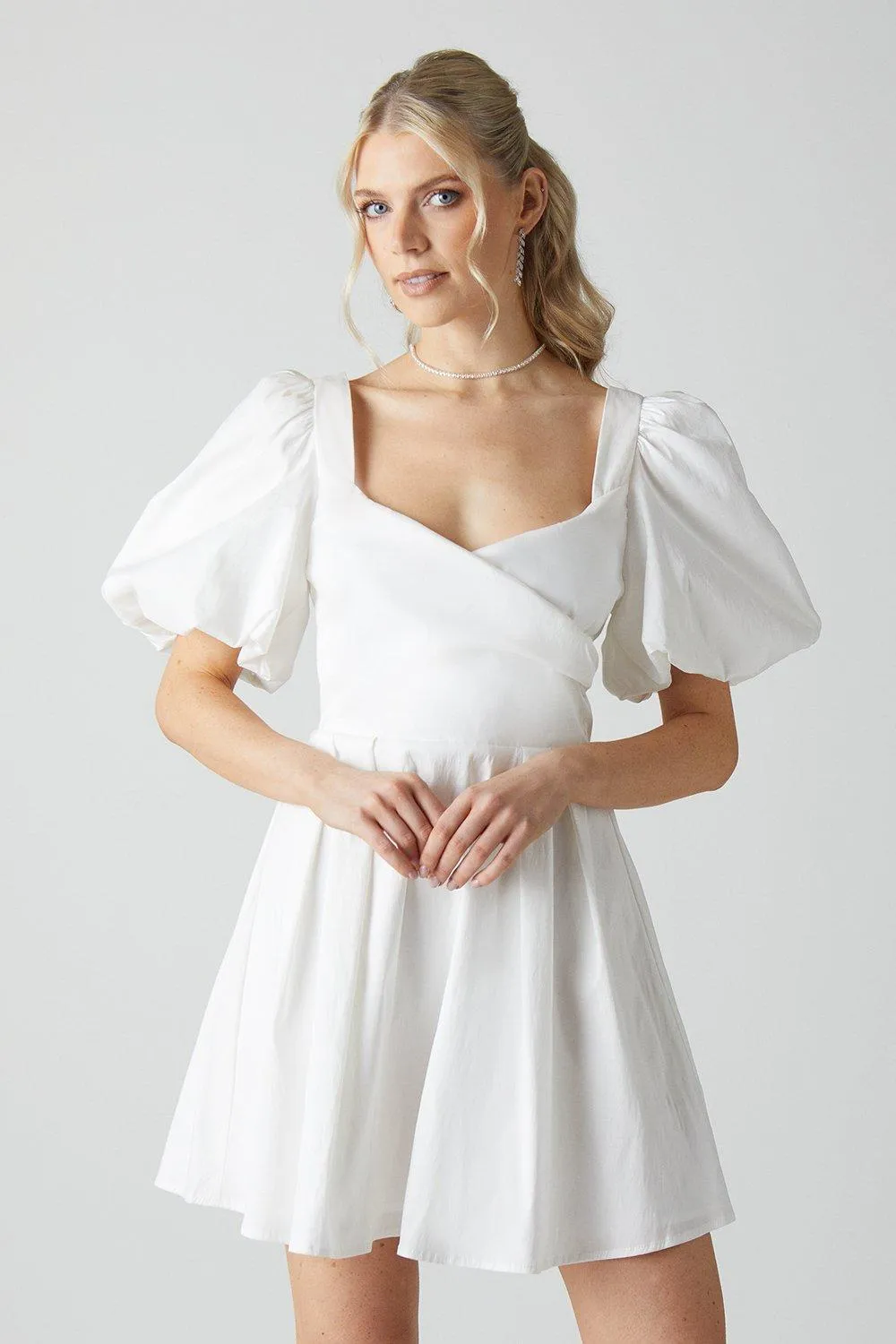 Dresses | Puff Sleeve Full Skirted Mini Dress With Tie Back | Coast