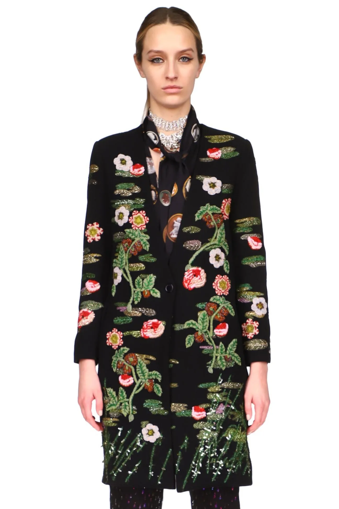 ELIZABETHAN FLORAL V-NECK COAT