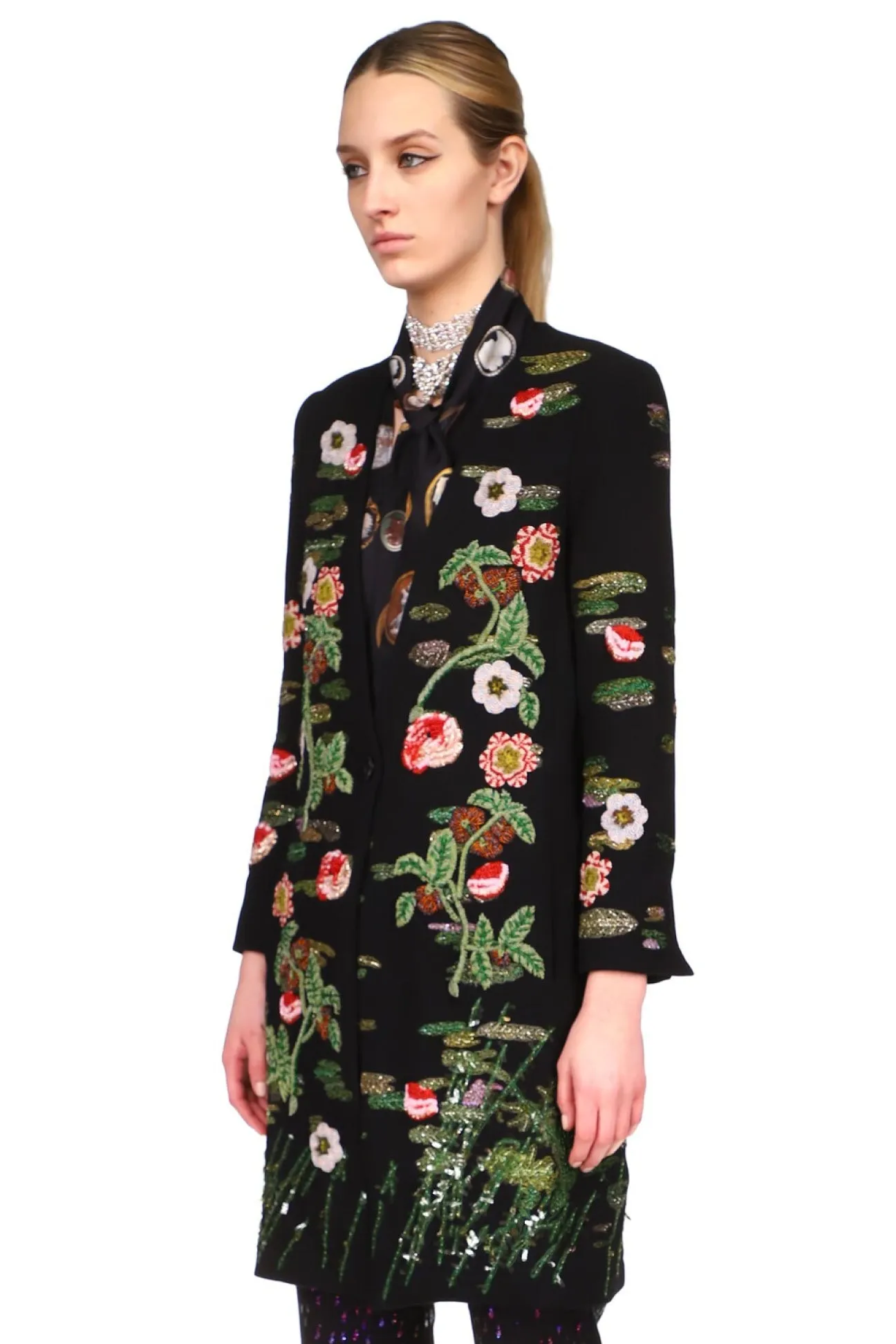 ELIZABETHAN FLORAL V-NECK COAT