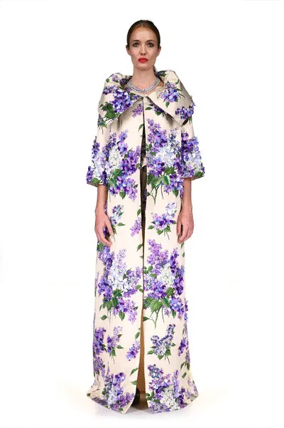 'EMBELLISHED LILAC GARDEN' GOWN LENGTH JACKIE OPERA COAT