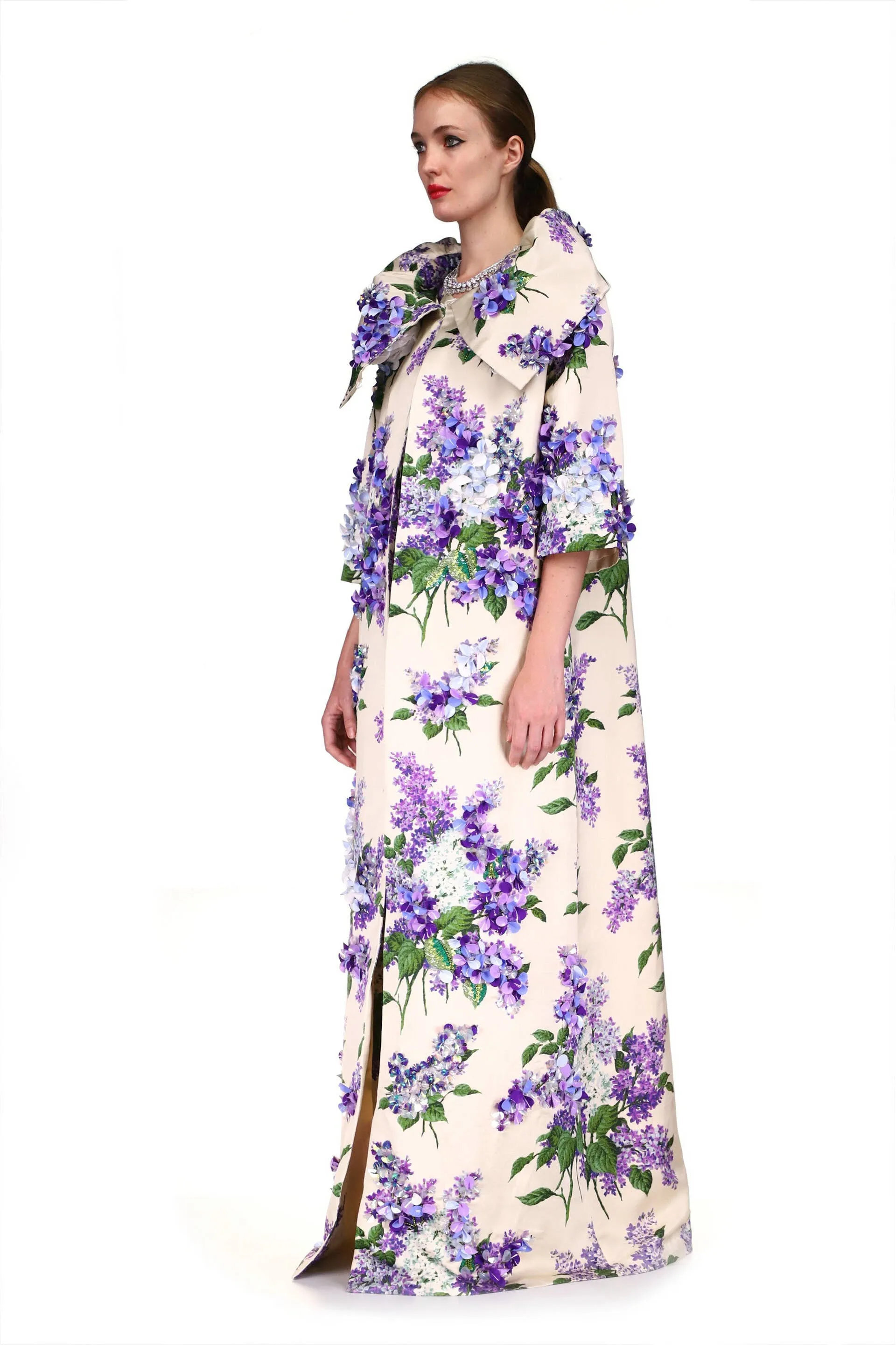 'EMBELLISHED LILAC GARDEN' GOWN LENGTH JACKIE OPERA COAT