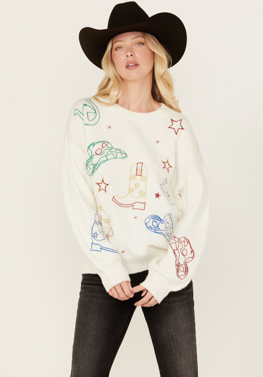 EMBROIDERED COWGIRL PULLOVER