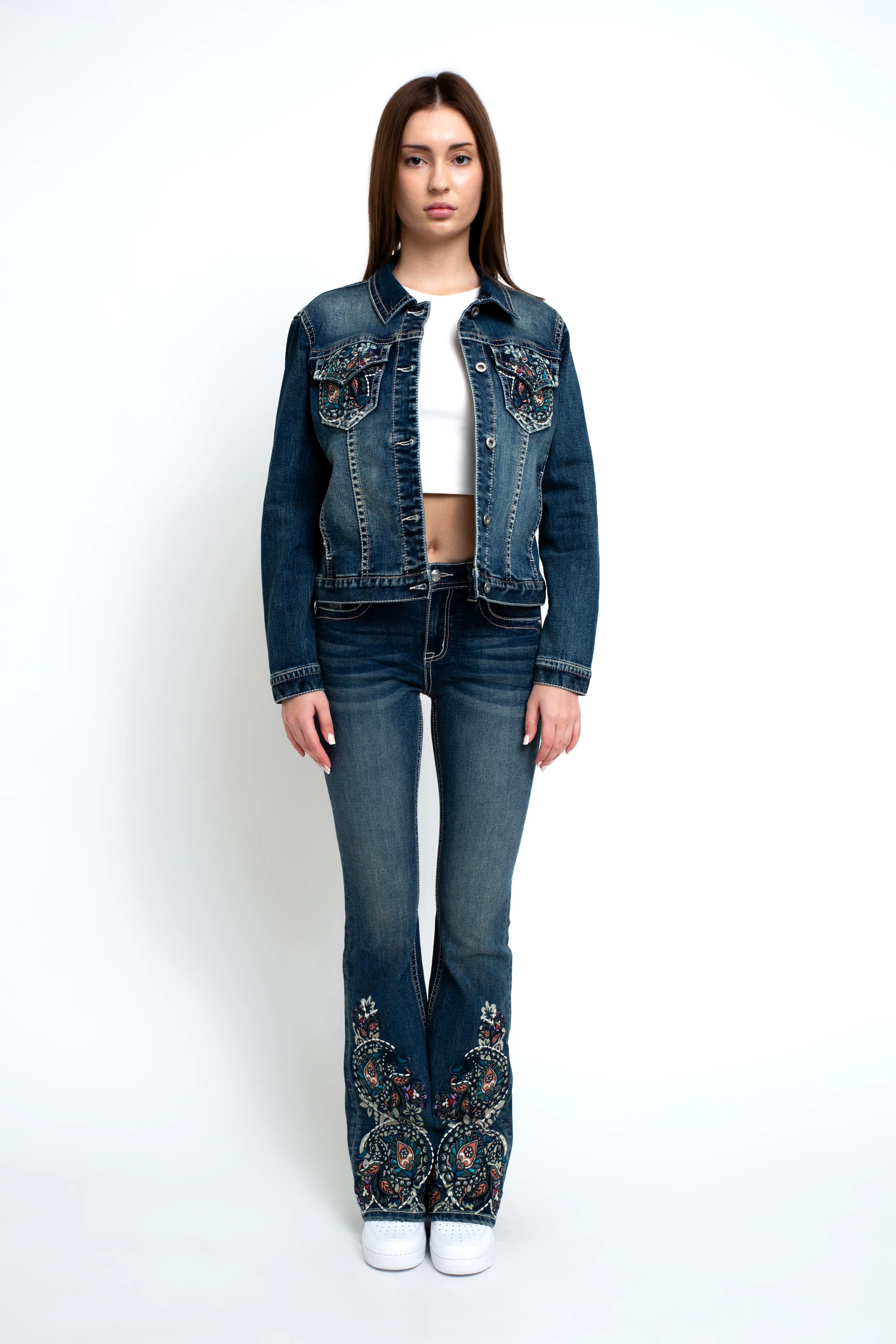 Floral Embroidery Women's Denim Jacket