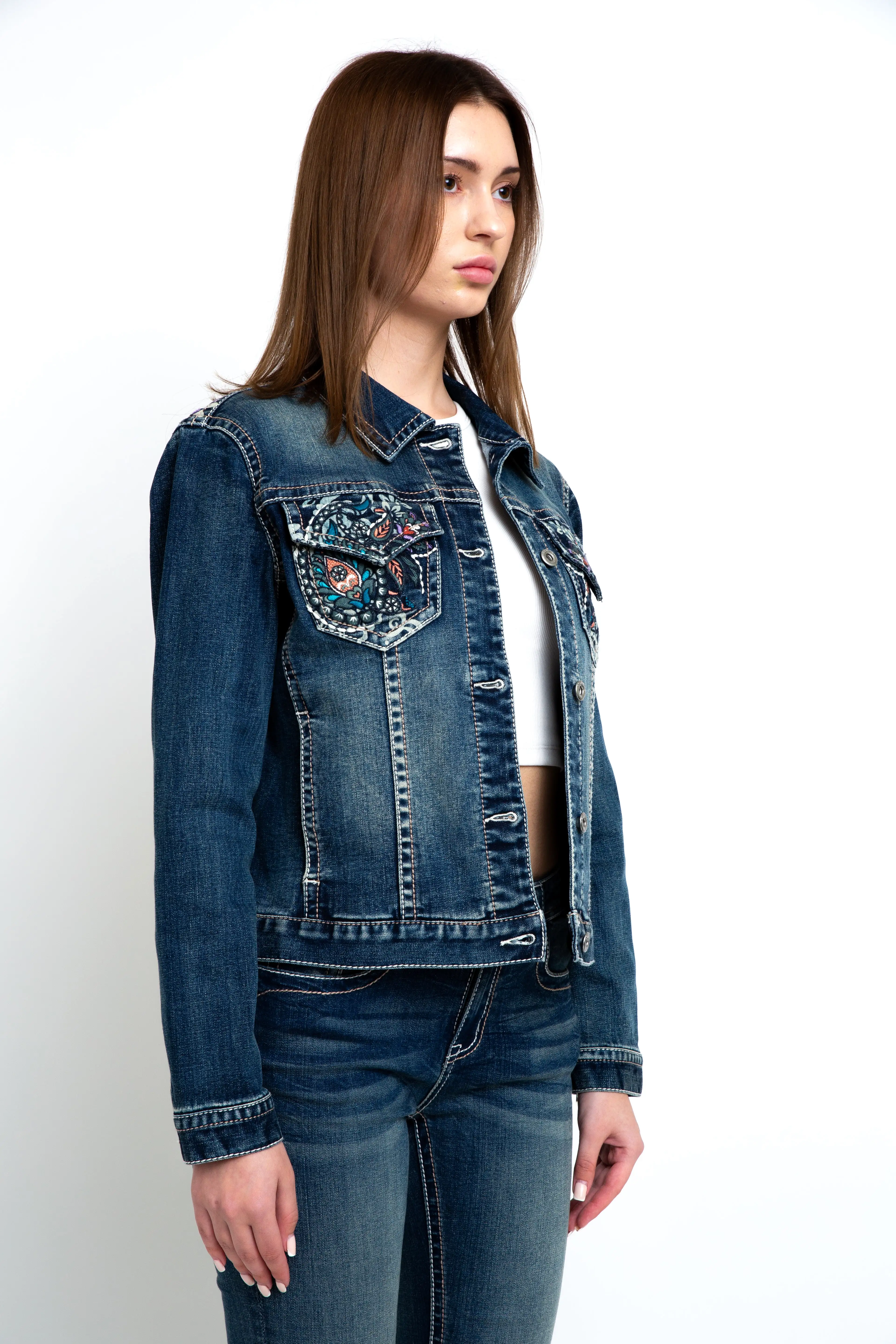 Floral Embroidery Women's Denim Jacket