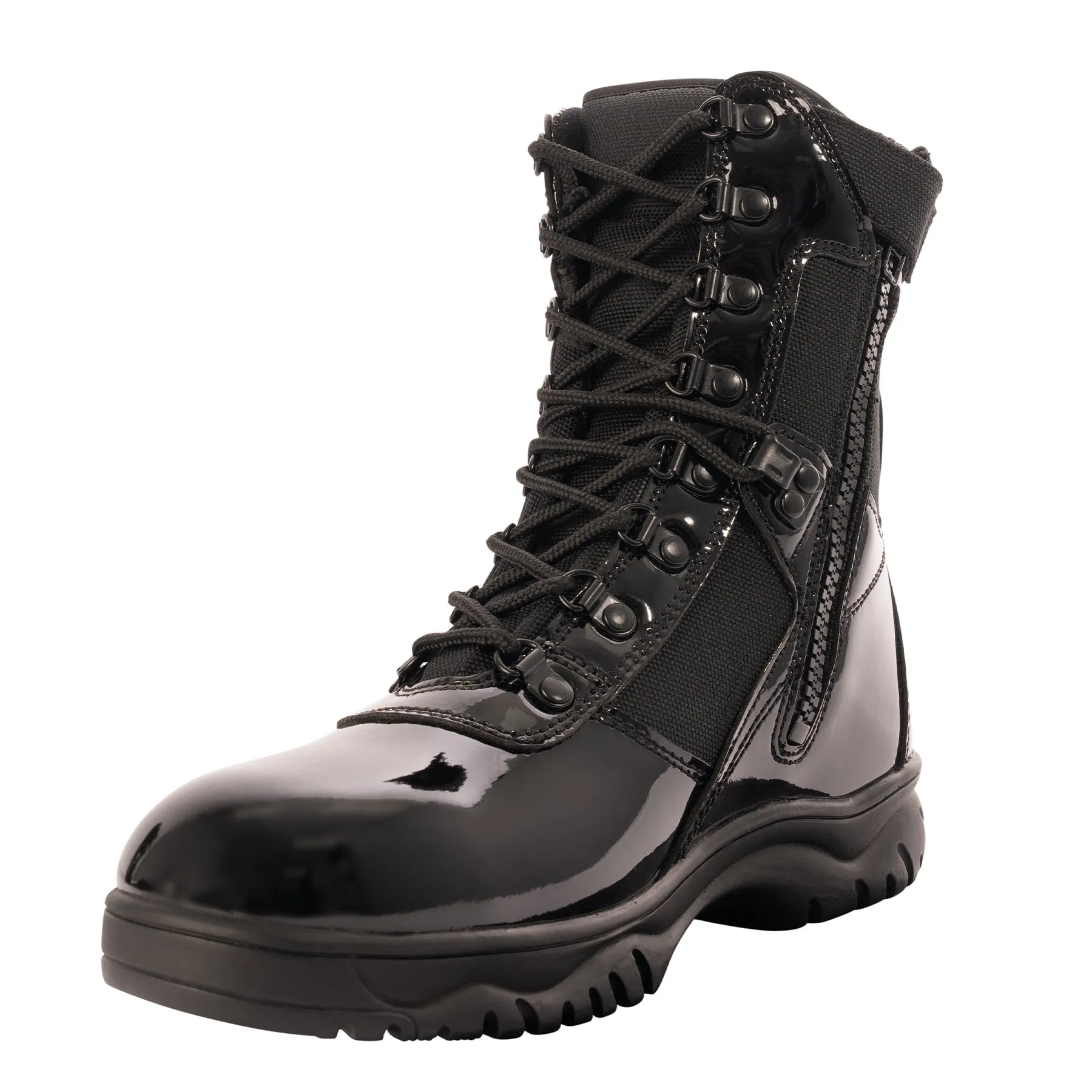 Forced Entry High-Gloss Tactical Boot with Side Zipper - 8 Inch