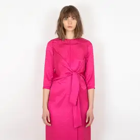 Front tie Magenta Midi dress