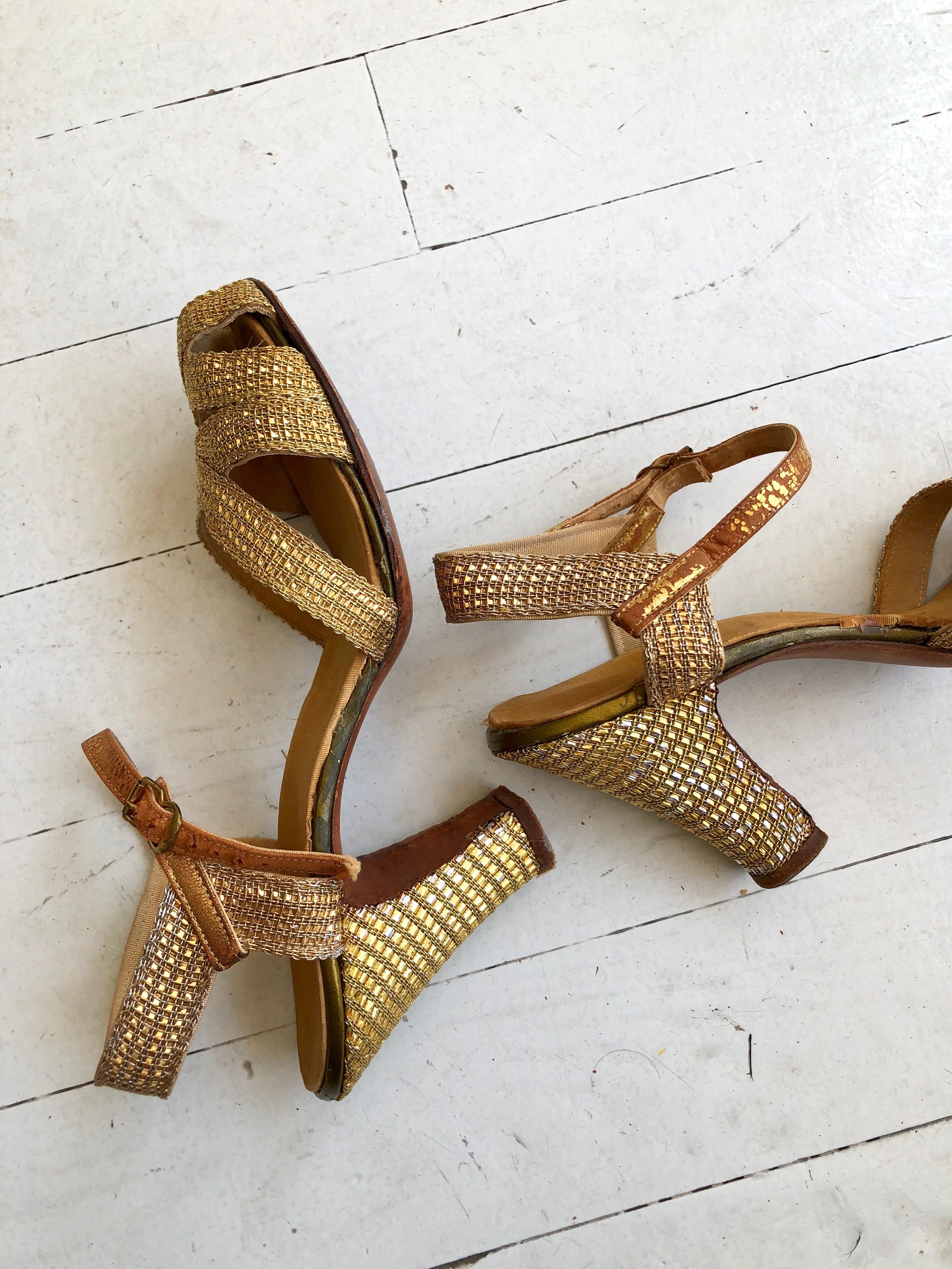 Gold Mesh 1930s heels