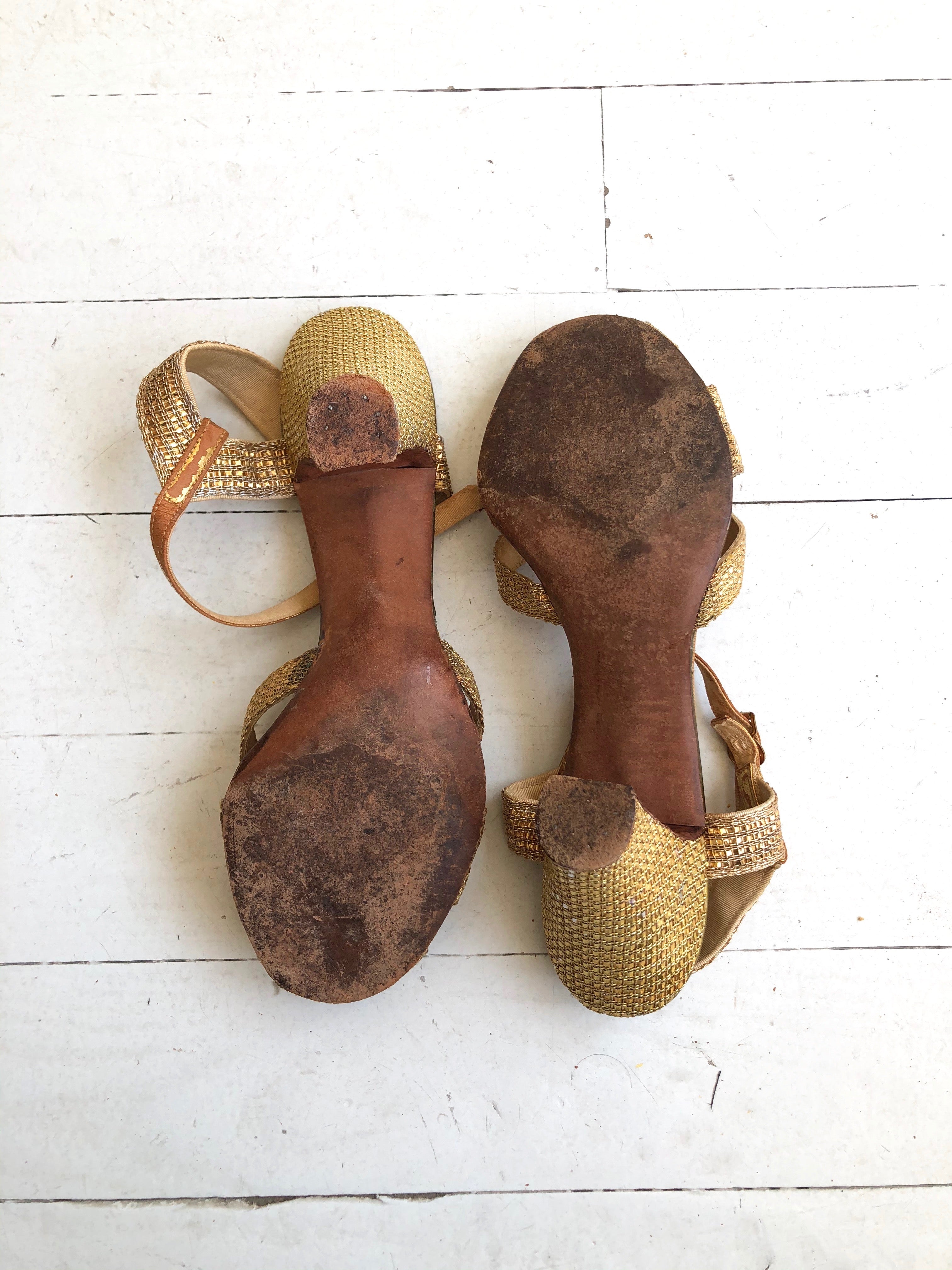 Gold Mesh 1930s heels