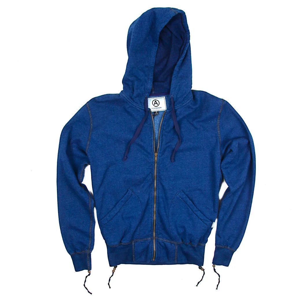 Indigo Zip Hoodie