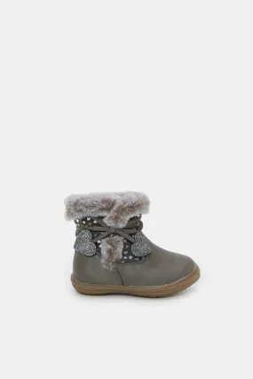 Infant Girls Brown Fur Detail Ankle Boot