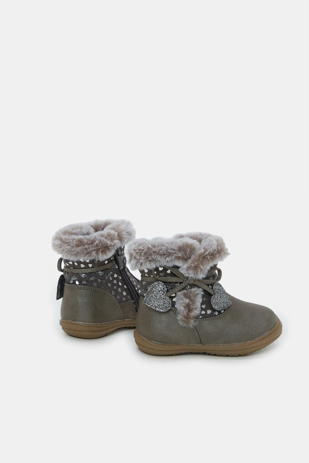 Infant Girls Brown Fur Detail Ankle Boot