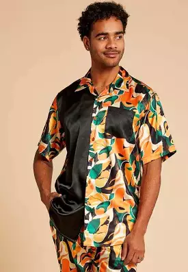 Inserch Abstract Tropics Print Short Sleeve Shirt SS050-29 Orange