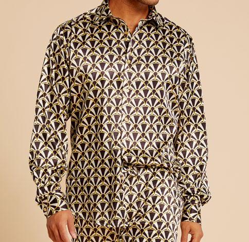 Inserch Art Nouveau Print Long Sleeve Shirt LS051-01 Black