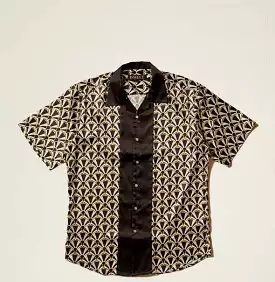 Inserch Art Nouveau Print Short Sleeve Shirt SS051-01 Black