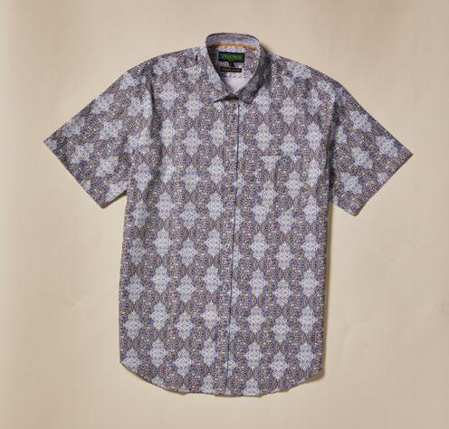 Inserch Premium Cotton Mediterranean Print Short Sleeve Shirt SS017-11 Navy