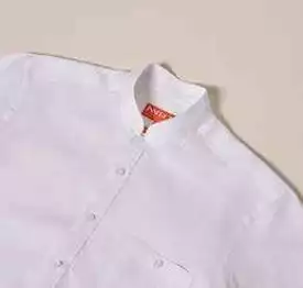 Inserch Premium Linen Banded Collar Short Sleeve Shirt SS716-02 White