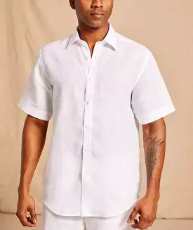 Inserch Premium Linen Yarn Dye Short Sleeve Shirt SS717-02 White / 7 COLORS