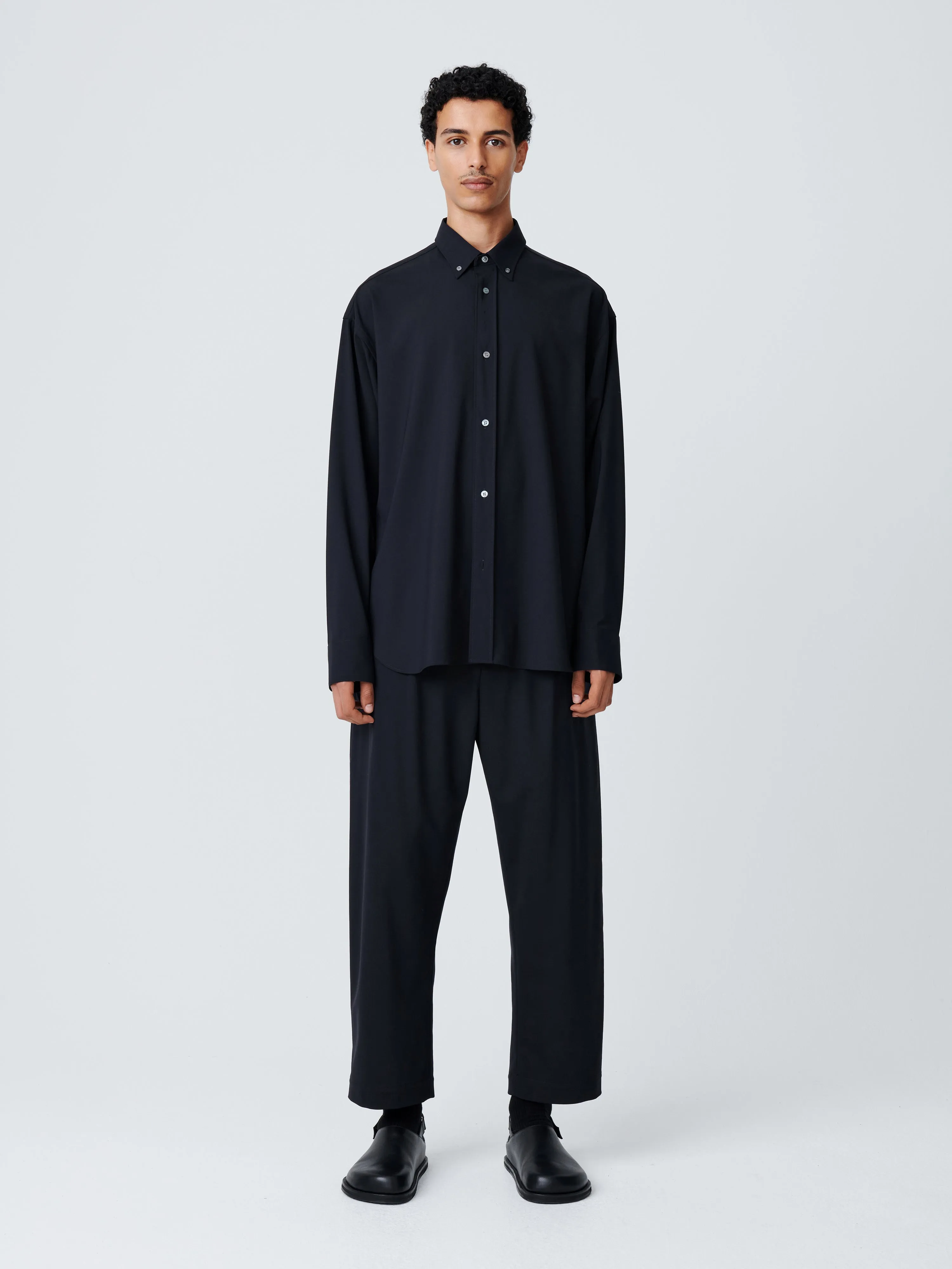 Jude Tropical Wool Shirt in Darkest Navy