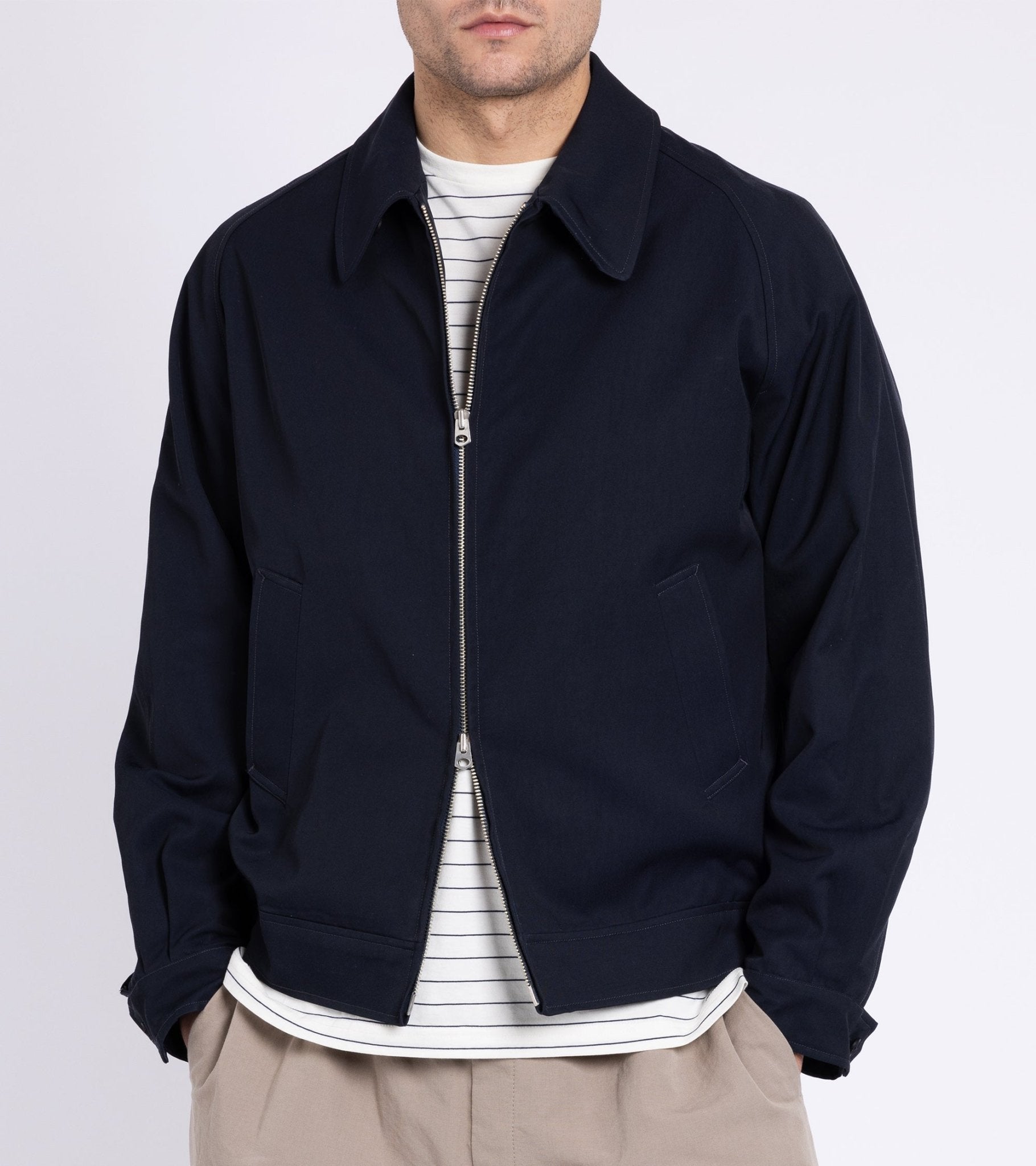 Kaptain Sunshine Cotton Rayon Harrington Jacket: Navy