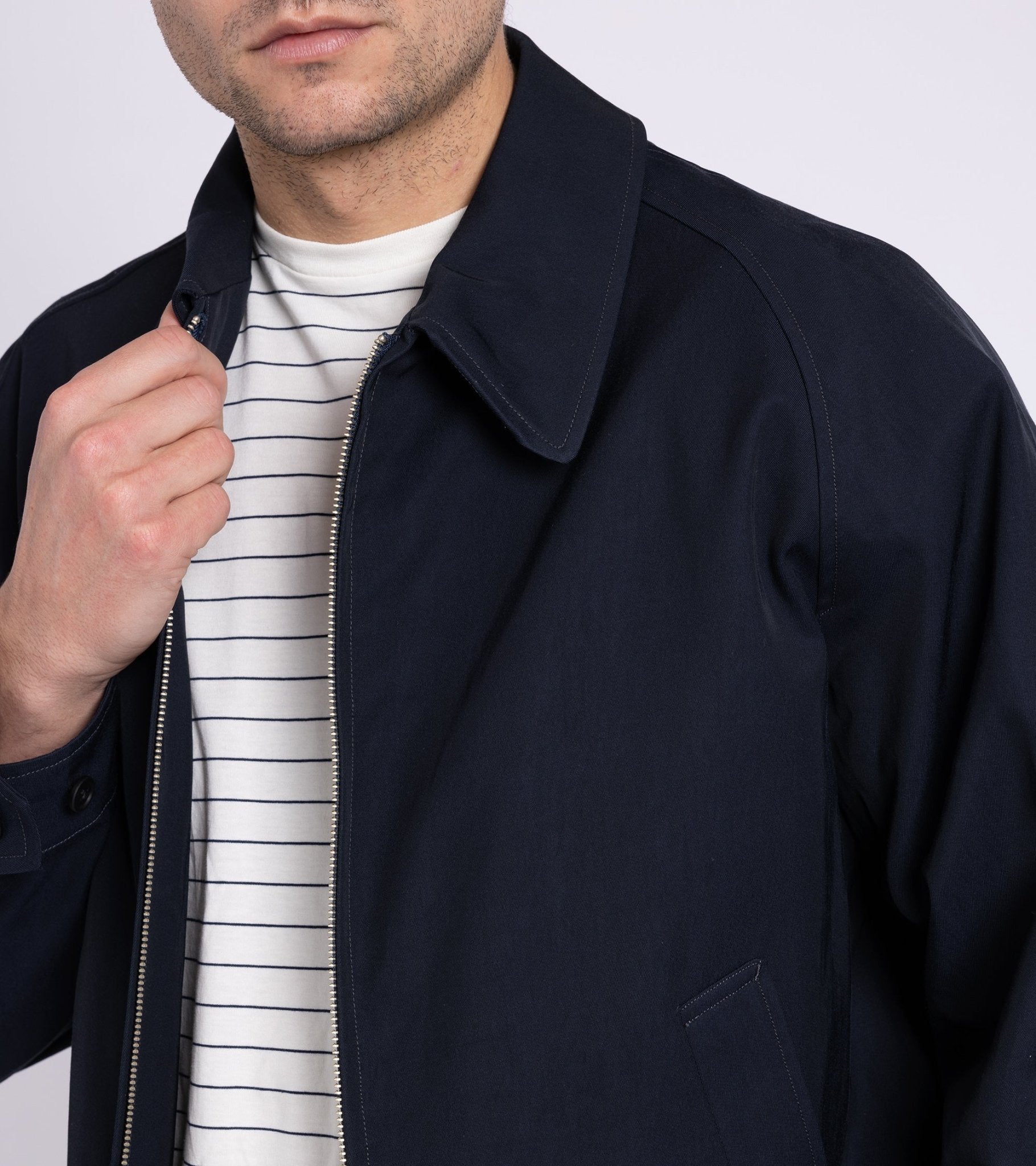 Kaptain Sunshine Cotton Rayon Harrington Jacket: Navy