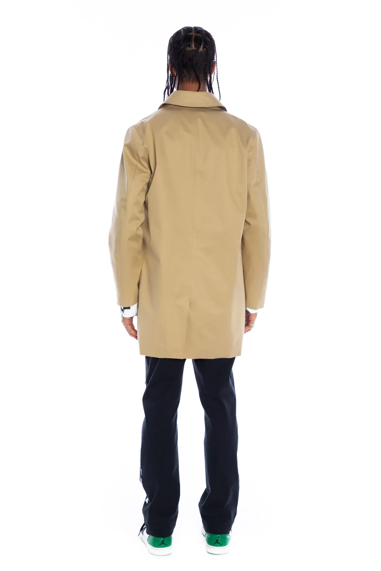 'LABEL MANIA' MEN'S MAC COAT IN KHAKI