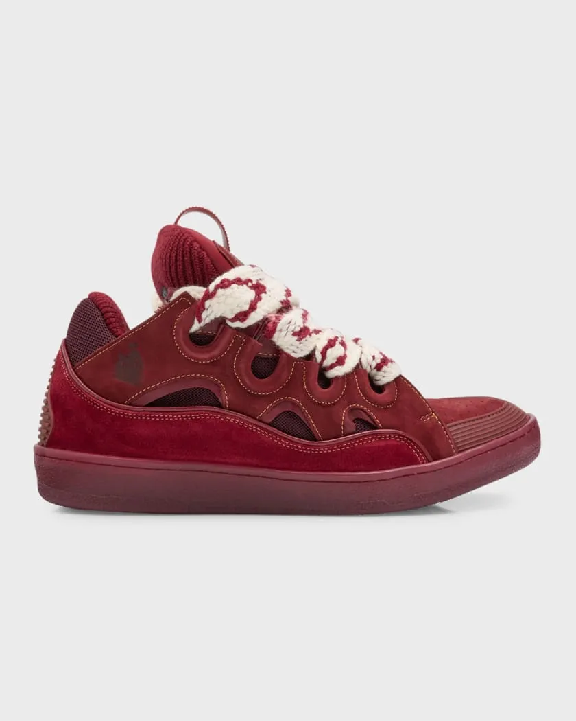 Lanvin Men's Curb Suede Chunky Low-Top Sneakers