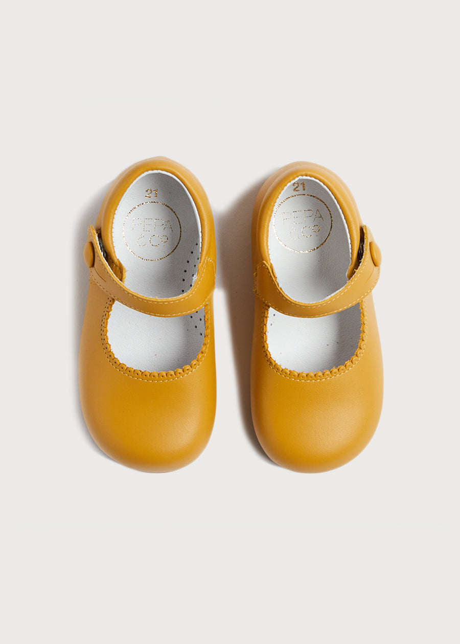 Leather Mary Jane Baby Shoes in Mustard (20-24EU)