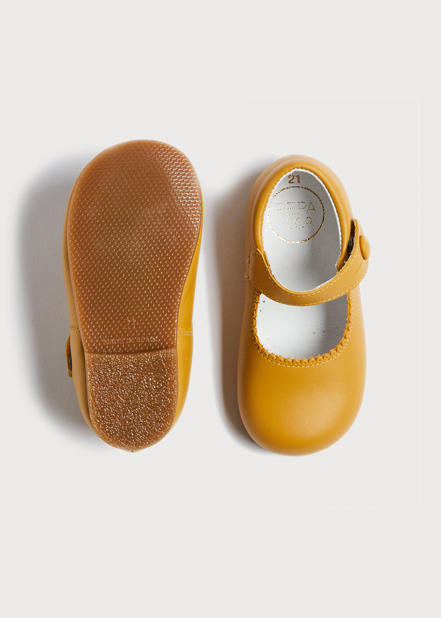 Leather Mary Jane Baby Shoes in Mustard (20-24EU)