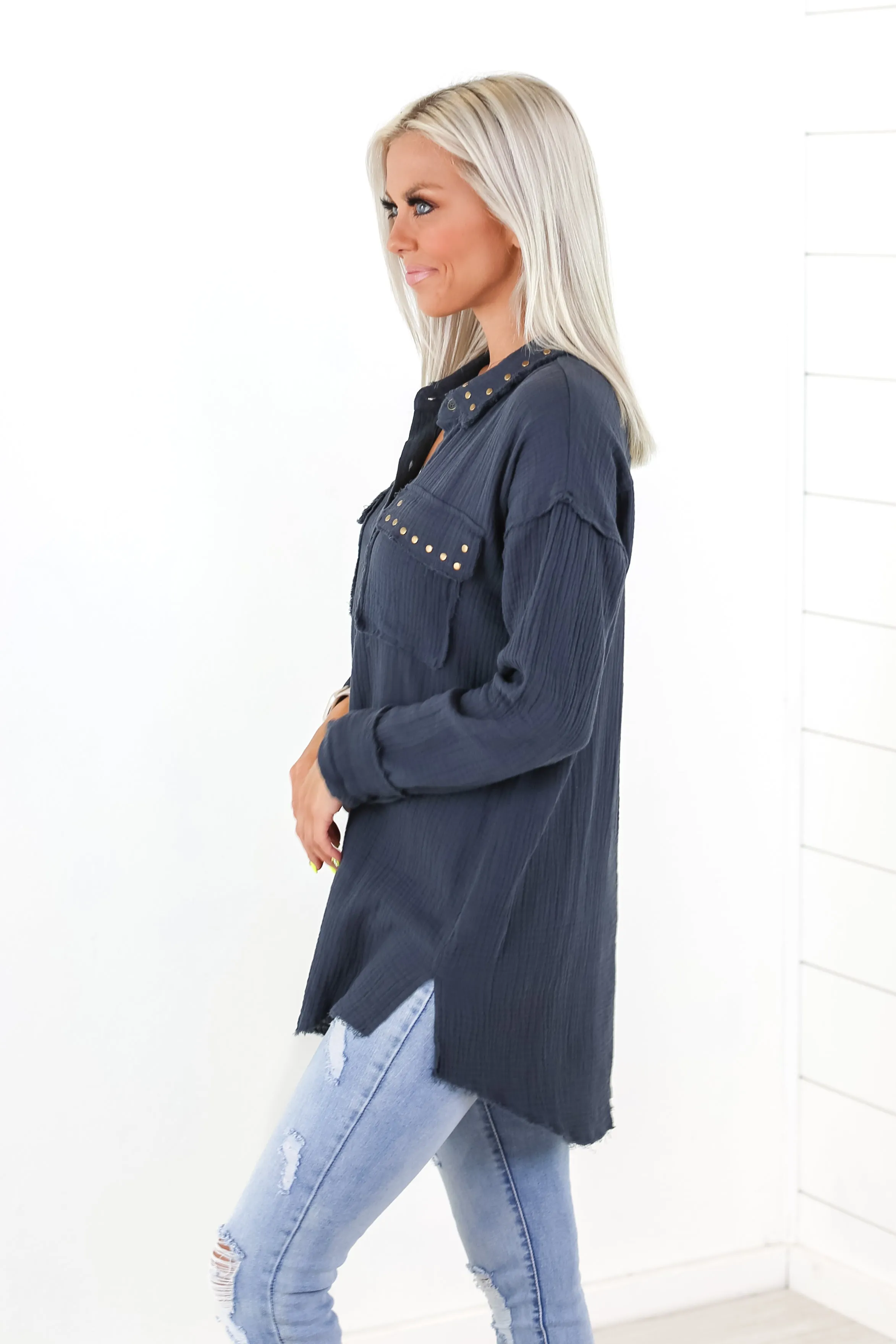 Lesson In Leavin' Studded Tunic Top - 2 Colors