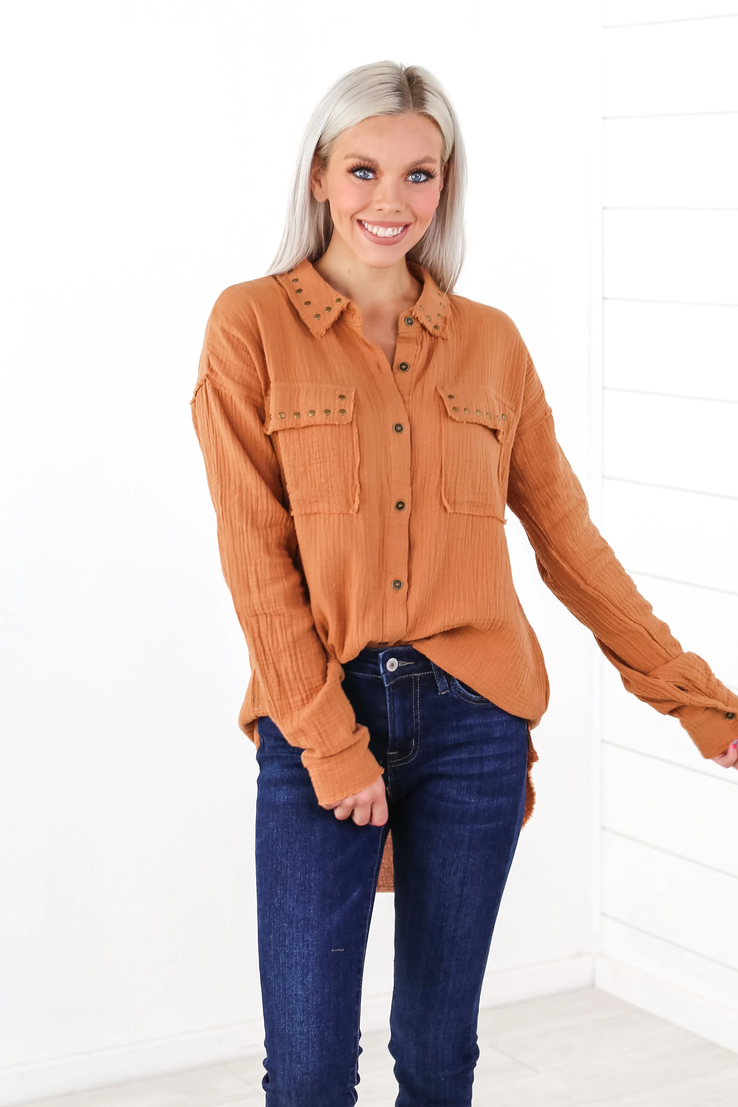 Lesson In Leavin' Studded Tunic Top - 2 Colors