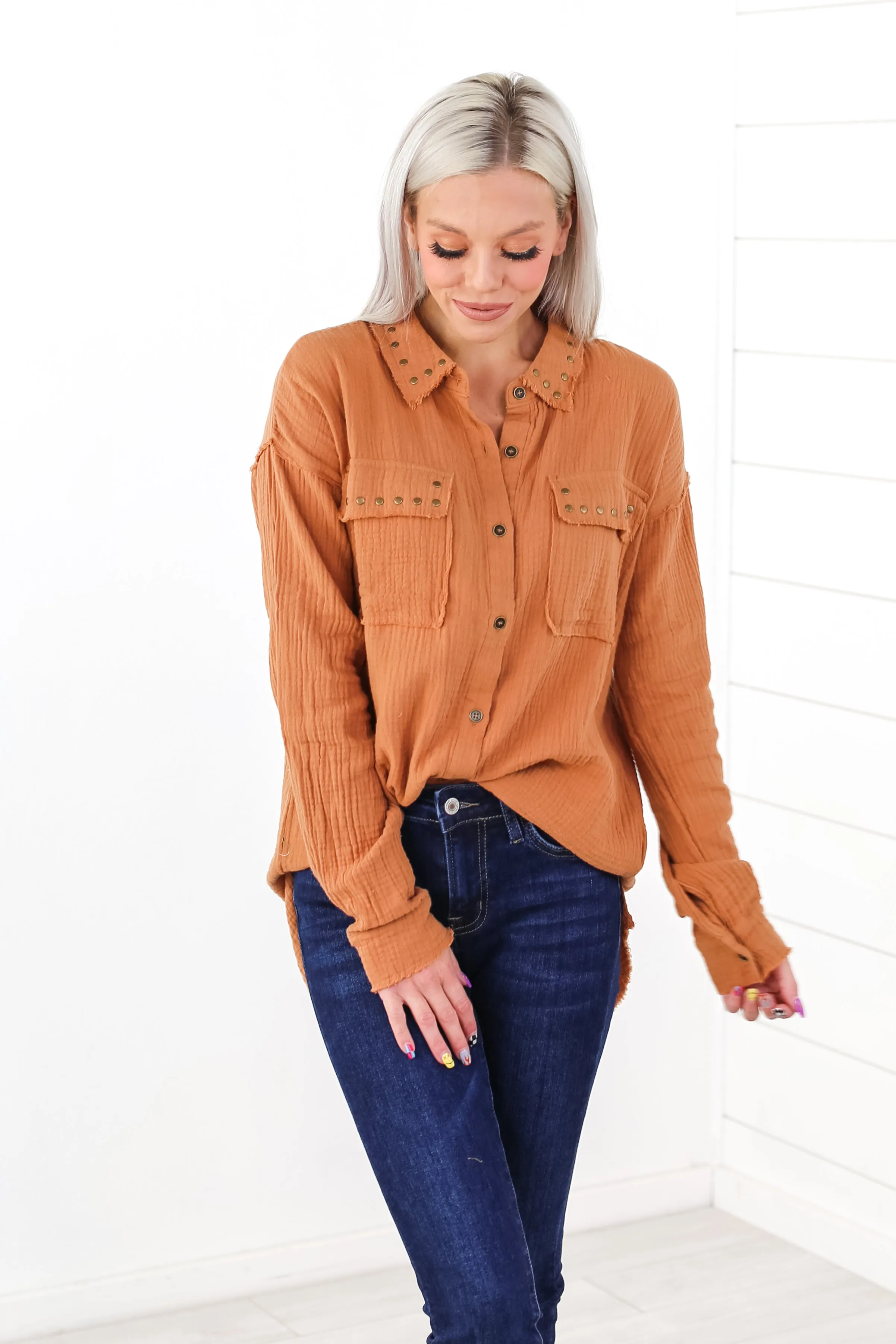 Lesson In Leavin' Studded Tunic Top - 2 Colors