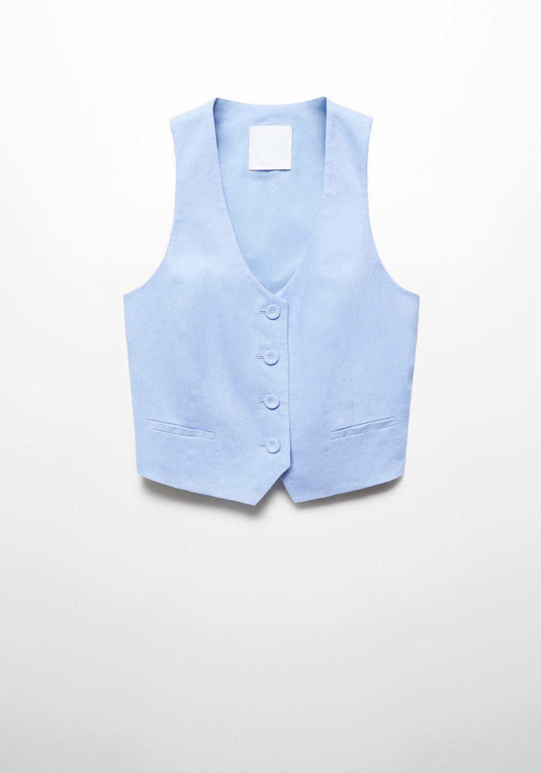 Linen suit waistcoat - Blue