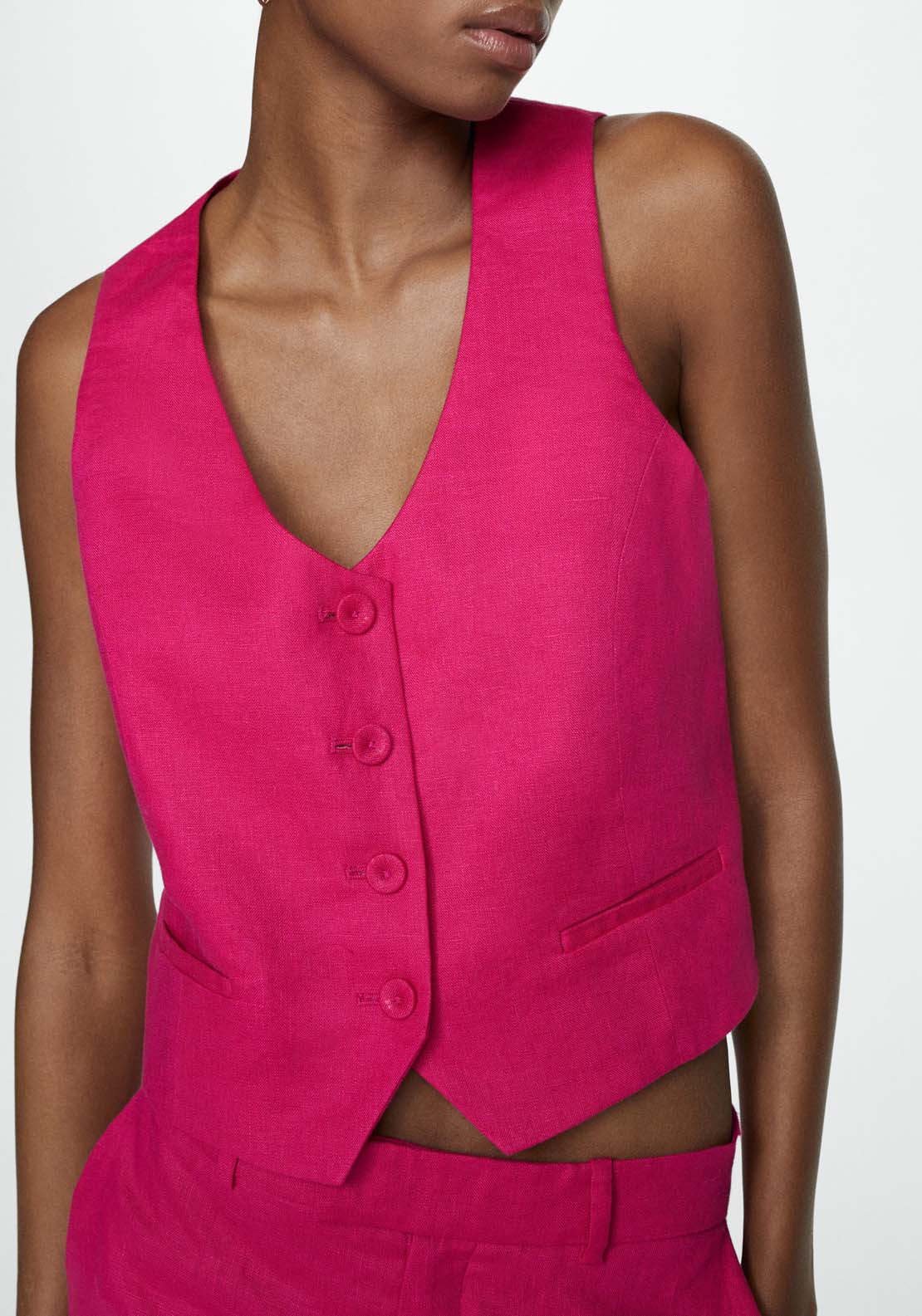 Linen suit waistcoat - Pink