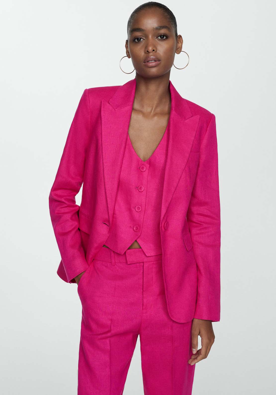 Linen suit waistcoat - Pink