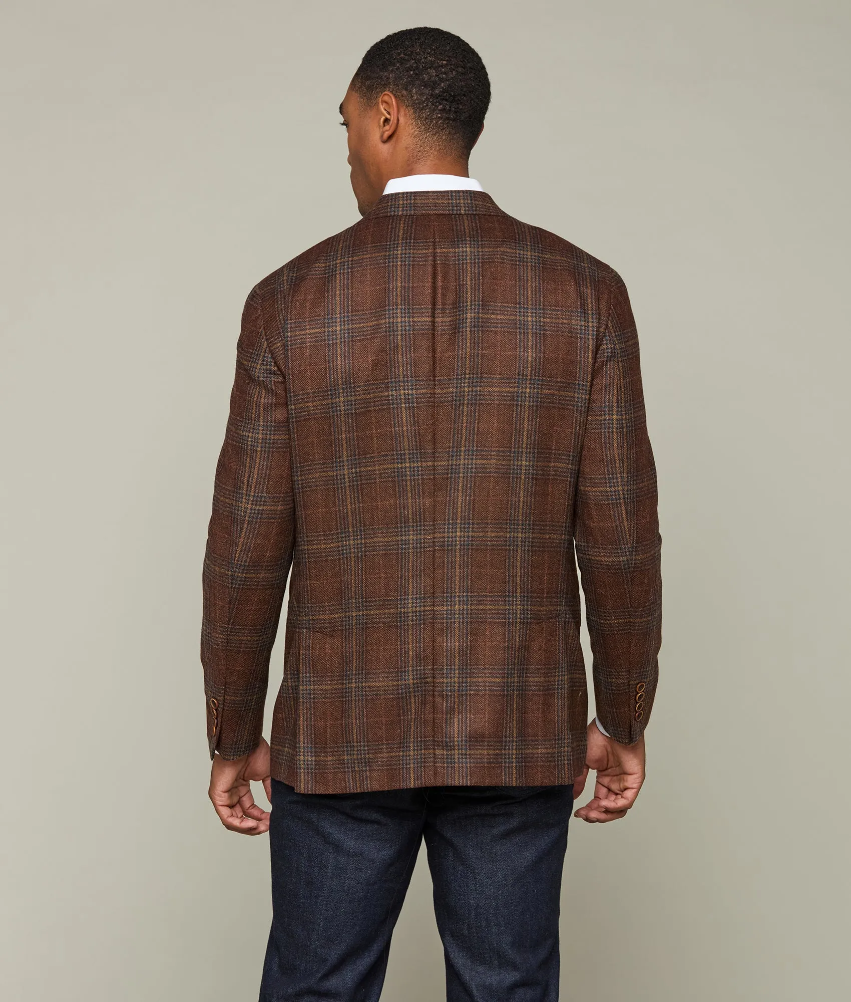 Lucchese Sport Coat :: Brown Tan/Teal Plaid