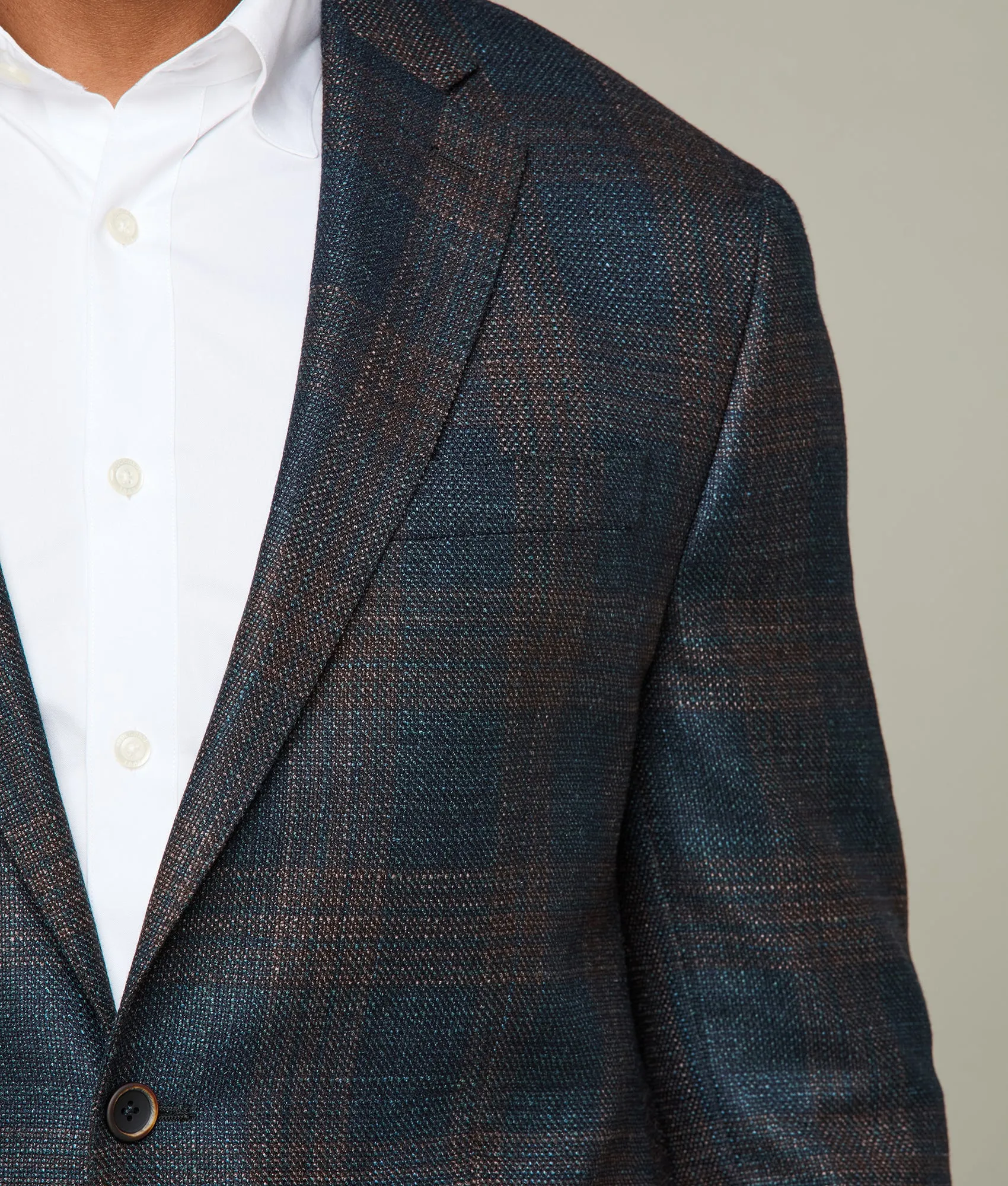 Lucchese Sport Coat :: Teal/Brown Plaid