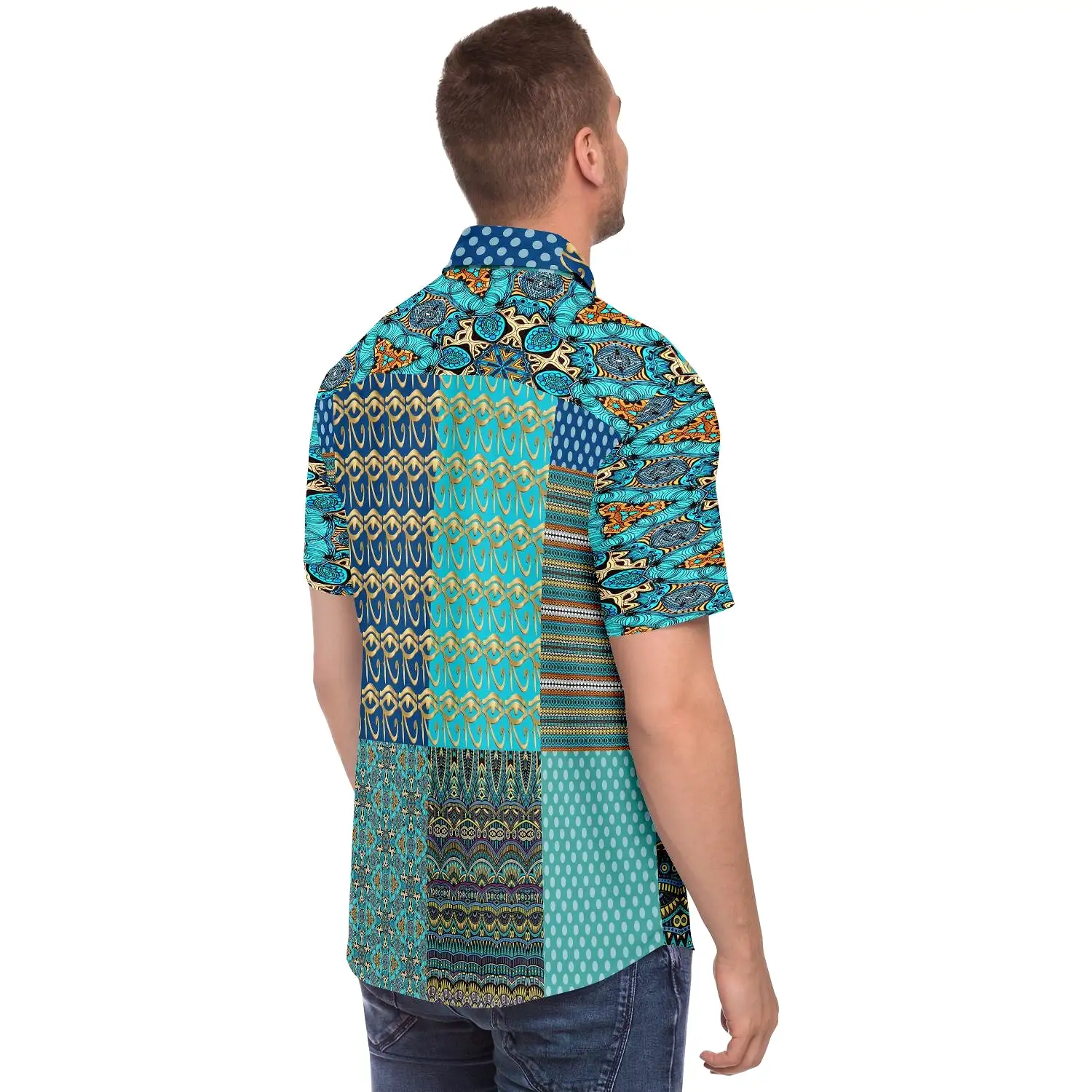 Many Blessings Horus Eye Patchwork Button Down Shirt