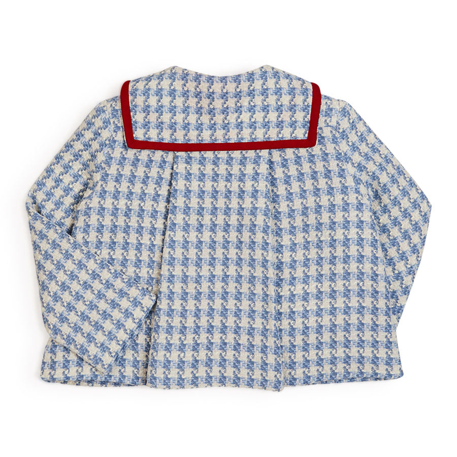 Mariner Collar Gold Button Houndstooth Jacket in Blue (4-10yrs)