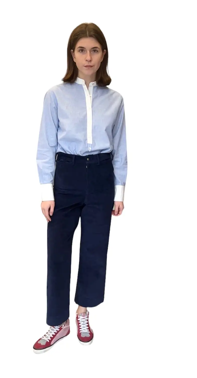 Matilde Blue Shirt With White Trim