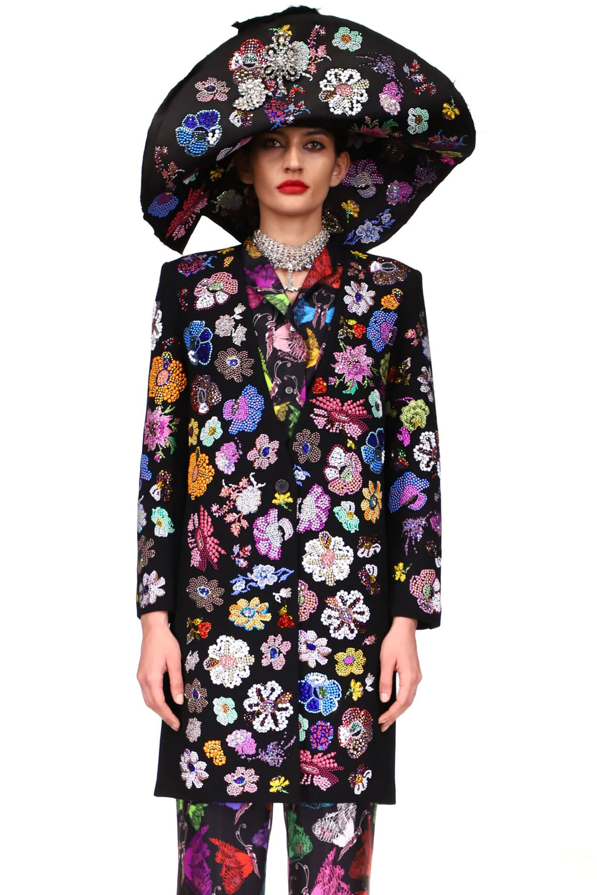 'MILLE FLEUR' DEEP V-NECK COAT