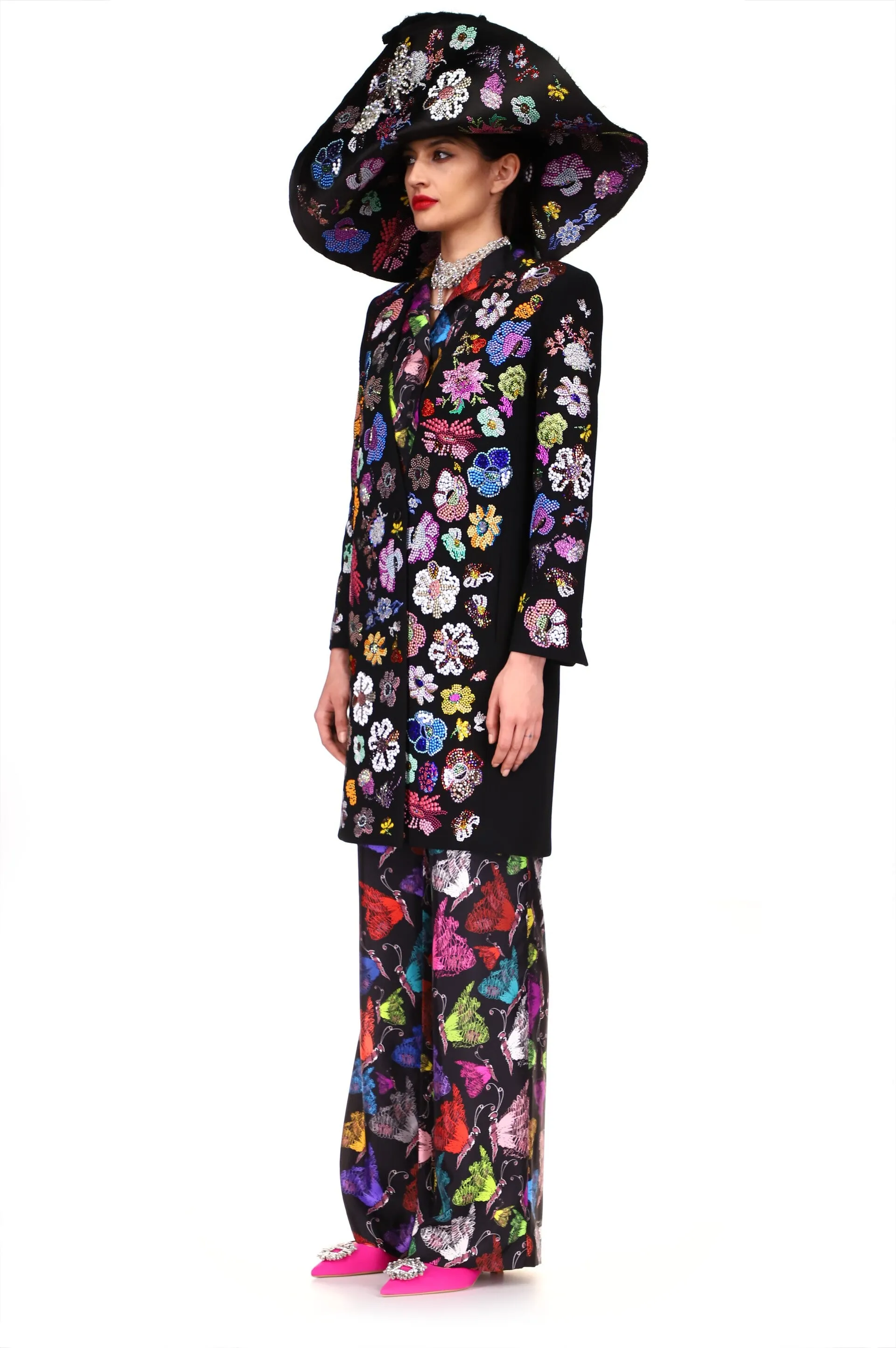 'MILLE FLEUR' DEEP V-NECK COAT