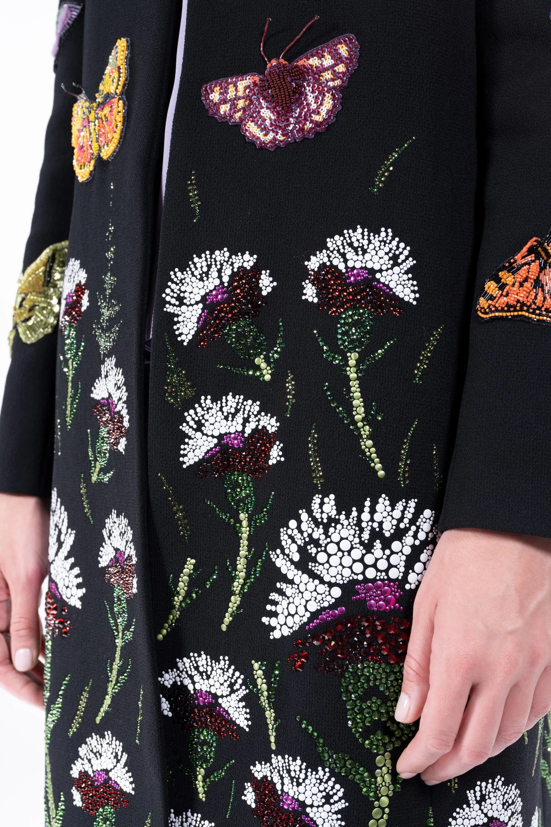 'Millions of Butterflies & Ottoman Carnation' Classic Collarless Coat