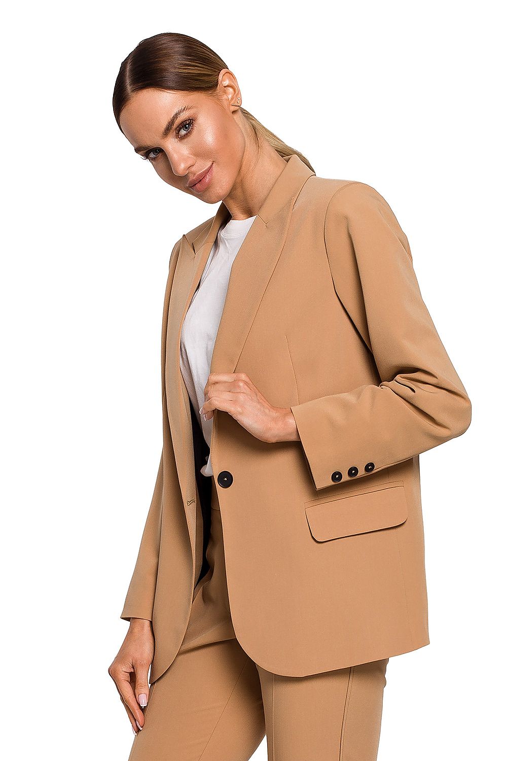 Mocha One-Button Jacket