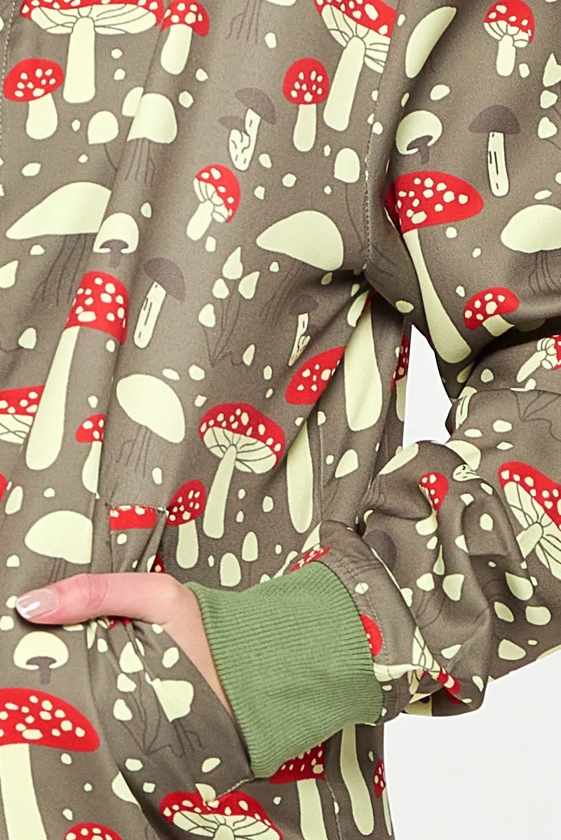 Mushroom Print Bomber Jacket