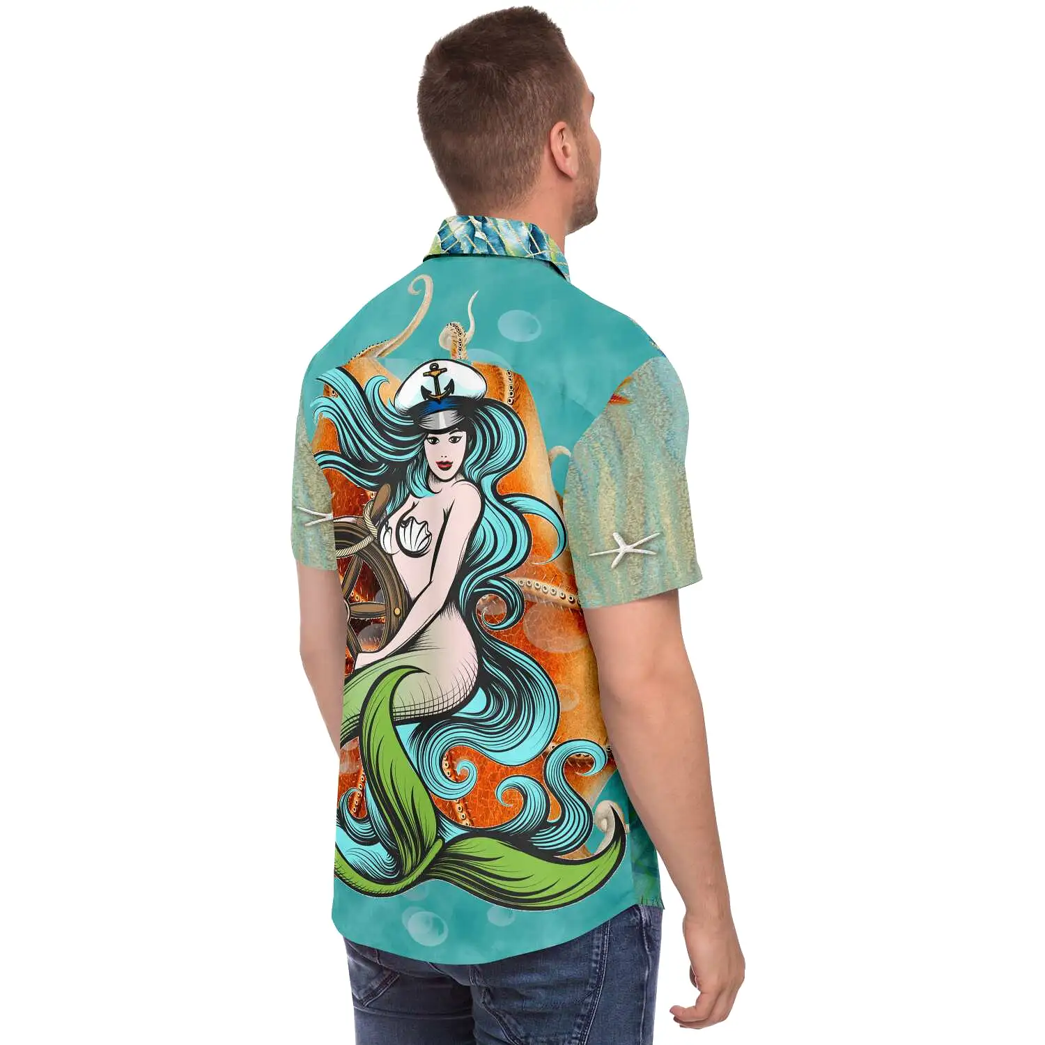 My Little Mermaid Short Sleeve Button Down Shirt