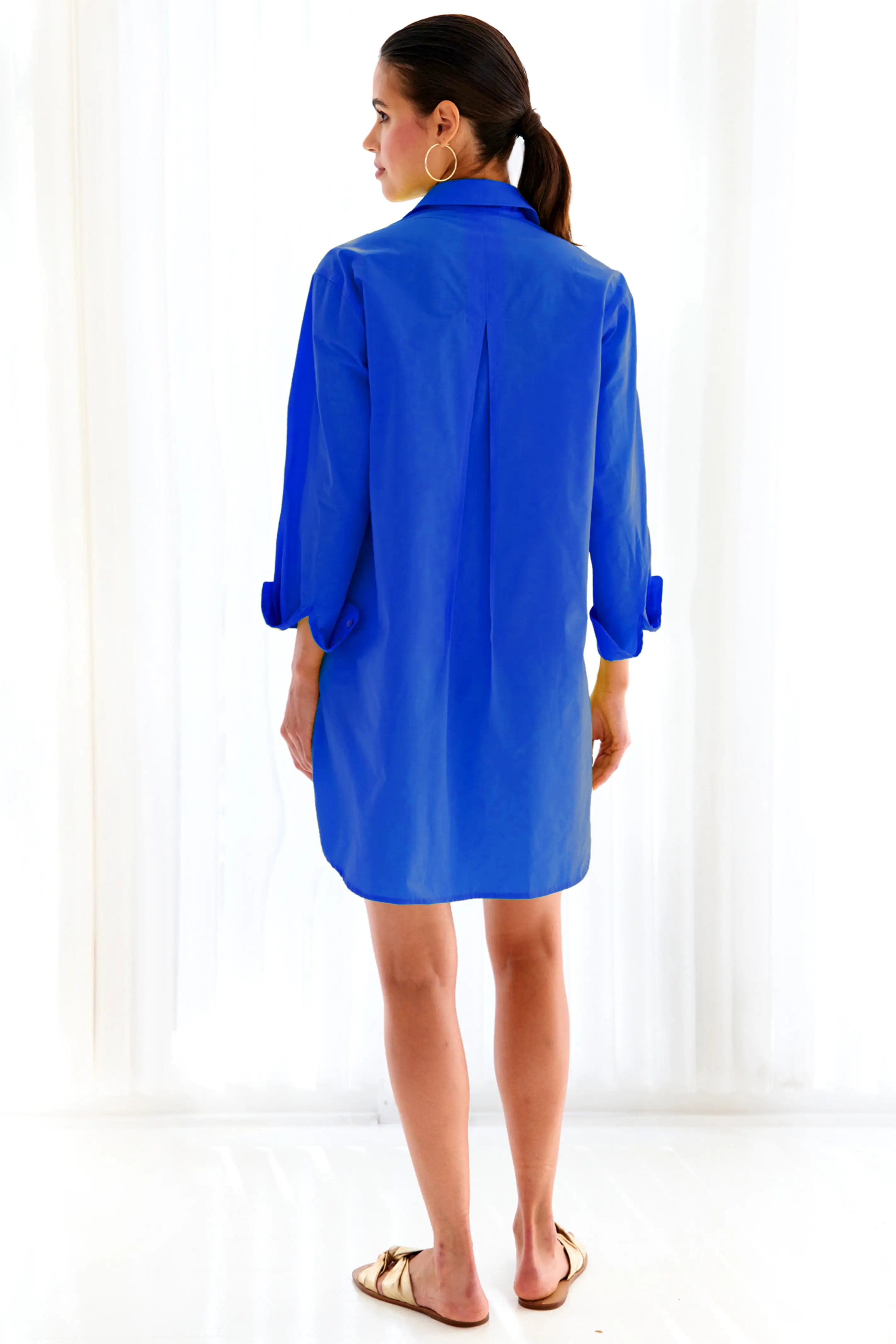 Nash Royal Blue Shirt Dress Techy Taffeta