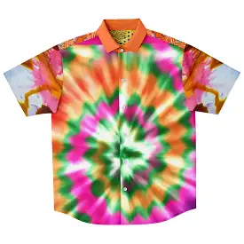 Orange Starburst Short Sleeve Button Down Shirt